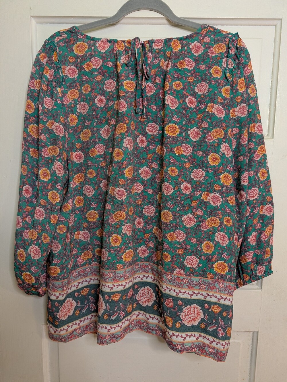 LC Lauren Conrad Floral Peasant Blouse | XL | Long Sleeve Border Print Top - Picture 5 of 8
